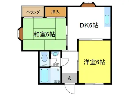 ロイヤルメゾン出戸(2DK/1階)の間取り写真