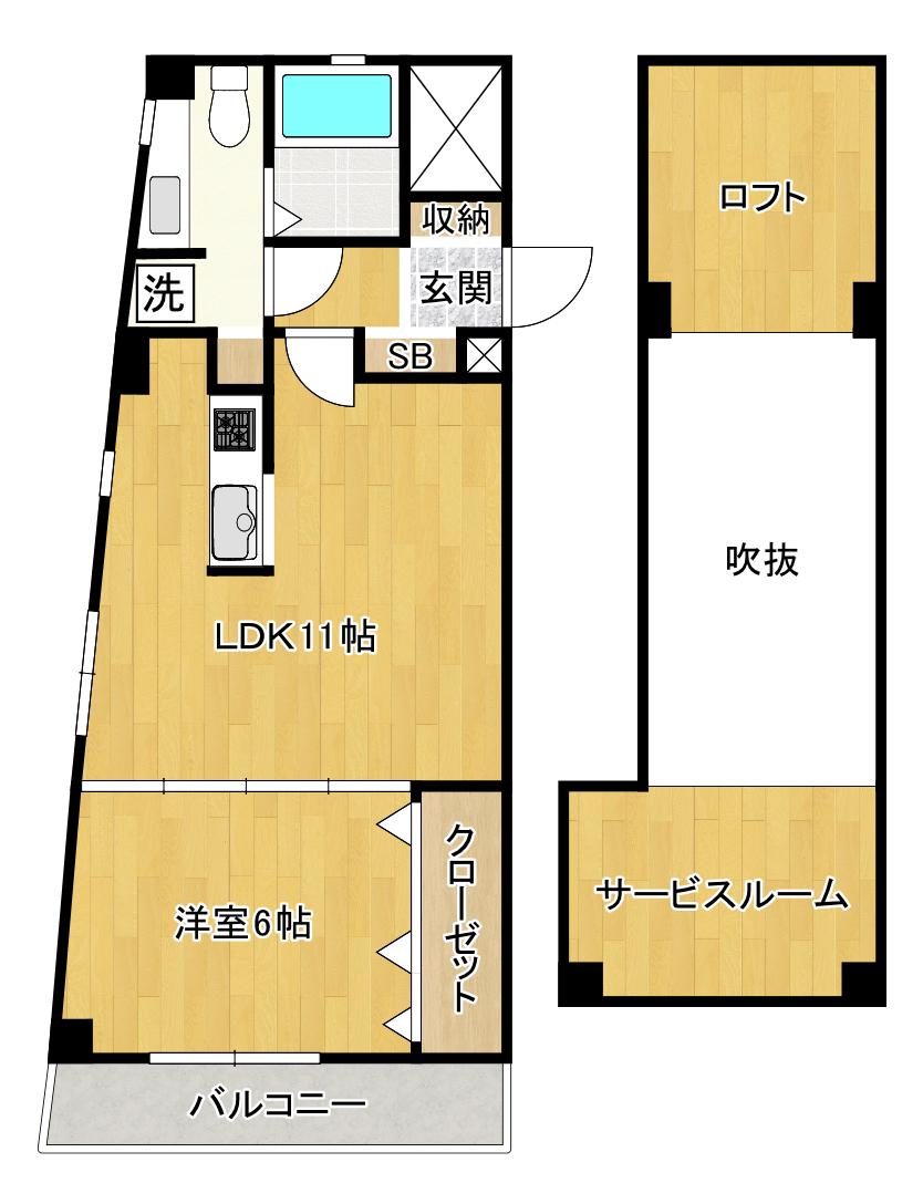 メルシー洗足(1SLDK/2階)の間取り写真