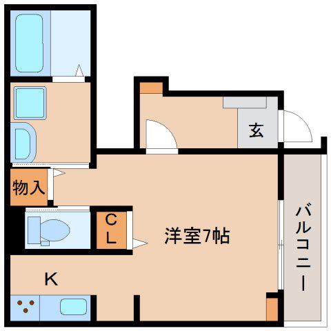 CREST 倭(ワンルーム/1階)の間取り写真