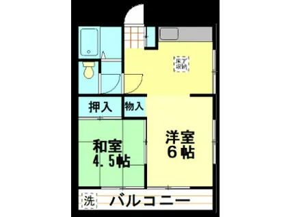 第2嶋田荘(2DK/2階)の間取り写真