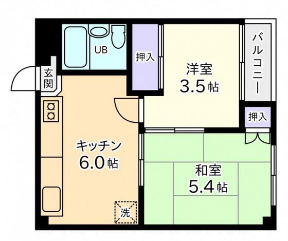 大町東1丁目 紀陽ビル(2DK/3階)の間取り写真