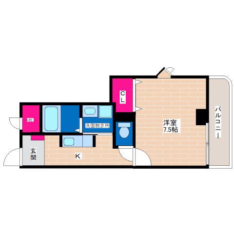 サンパティーク(1K/3階)の間取り写真