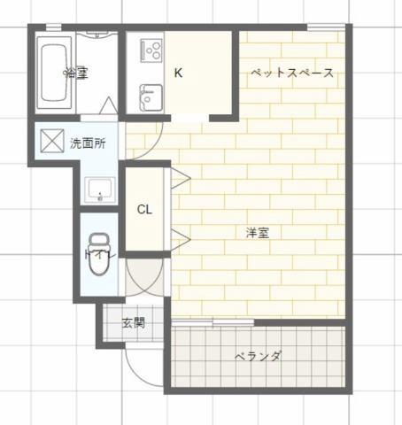 バーン・タイ(1K/1階)の間取り写真
