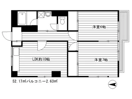 コーポ千草(2DK/4階)の間取り写真