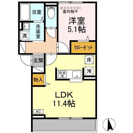 ルナVII(1LDK/1階)の間取り写真