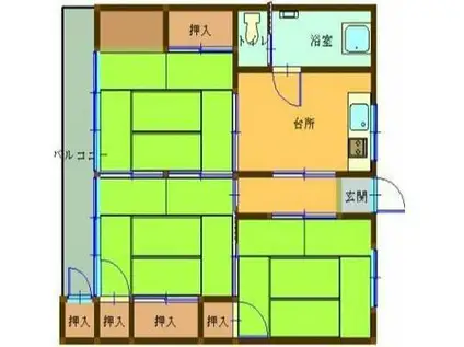 城山第2ビル(3DK/4階)の間取り写真