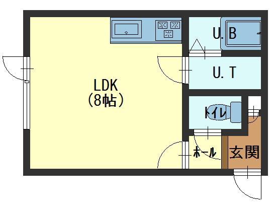 プランドル(ワンルーム/3階)の間取り写真