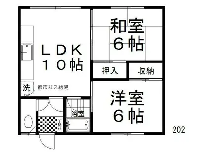 ハイツひまわり(2LDK/2階)の間取り写真