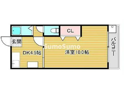 パレス上原(1DK/4階)の間取り写真