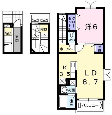グラシオッソ ブローテ(1LDK/3階)の間取り写真