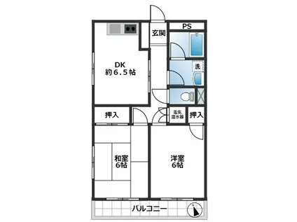 エフエスハイツ(2DK/2階)の間取り写真