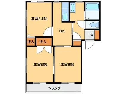 エレガンドミールB(3DK/2階)の間取り写真