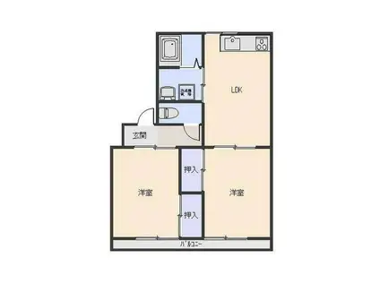 コンフレールみやこ(2LDK/2階)の間取り写真