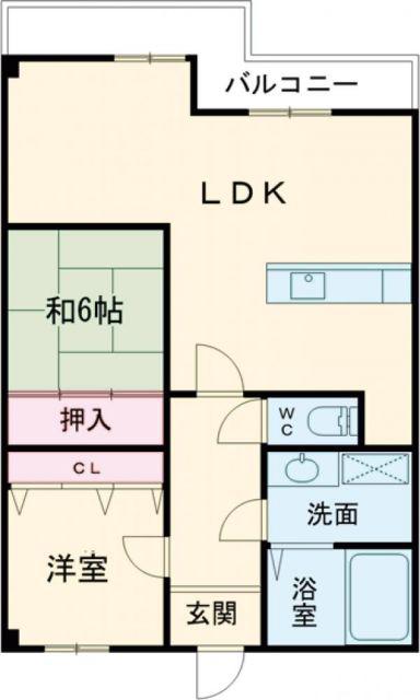 グリーンヒル波分(2LDK/8階)の間取り写真