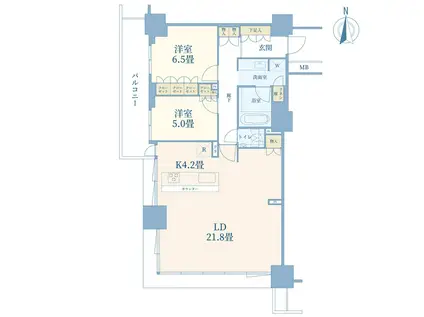 プライムパークス品川シーサイド ザ・タワー(2LDK/9階)の間取り写真