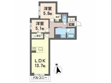 AXIS助信(2LDK/1階)の間取り写真