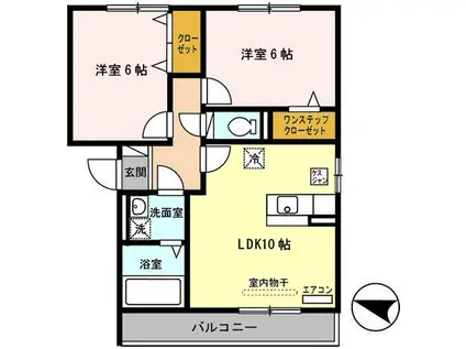 グラシアス(2LDK/2階)の間取り写真