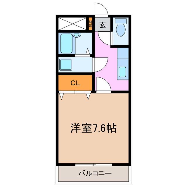 ソレアード(1K/1階)の間取り写真