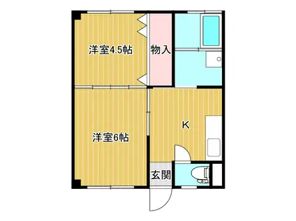 シラクラハイツ(2K/1階)の間取り写真