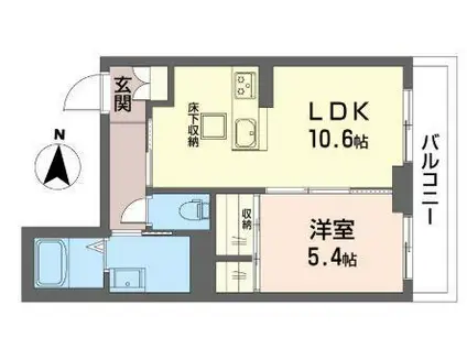 カーサプレミオ(1LDK/1階)の間取り写真