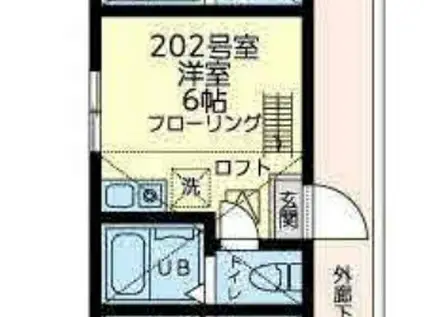ユナイト山手イリアマリニン(ワンルーム/2階)の間取り写真