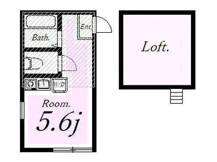 ユナイト追浜ブルターニュ(ワンルーム/2階)の間取り写真