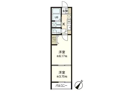 AZUL八木山I(2K/2階)の間取り写真