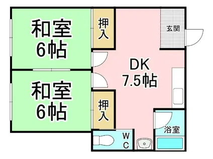 メゾン丸町(2DK/1階)の間取り写真