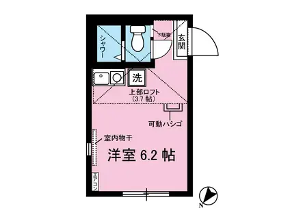 登戸グリニッジの杜(ワンルーム/1階)の間取り写真