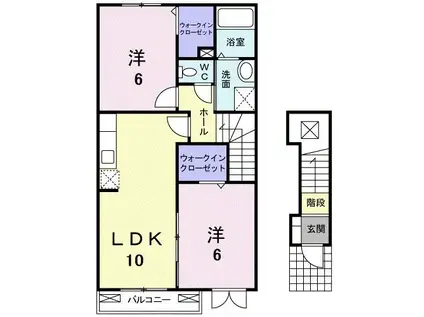 カーサ・ラッフィナートA(2LDK/2階)の間取り写真