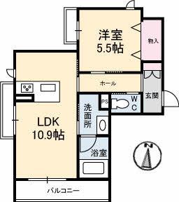 シャーメゾンREGALO(1LDK/2階)の間取り写真