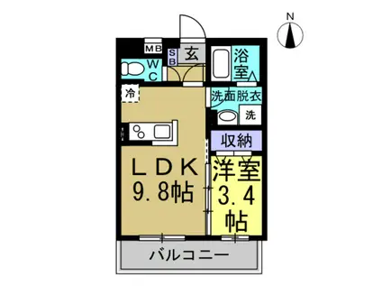 2月完成ECO NEST AOYAMA(1LDK/2階)の間取り写真