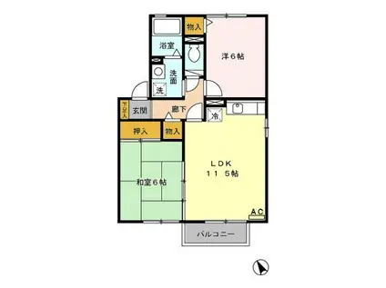 プログレス・アイ B棟(2LDK/2階)の間取り写真