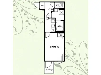 フローレンスベリー小平(1K/2階)の間取り写真