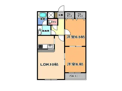 レジデンスこがや(2LDK/2階)の間取り写真