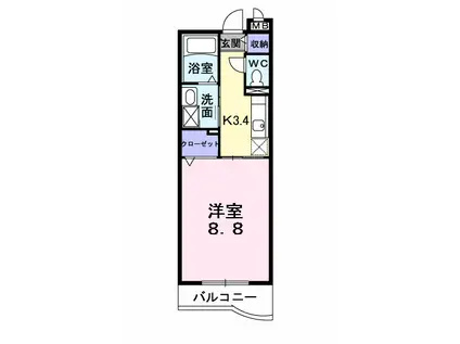 ルーブル・ベル(1K/1階)の間取り写真