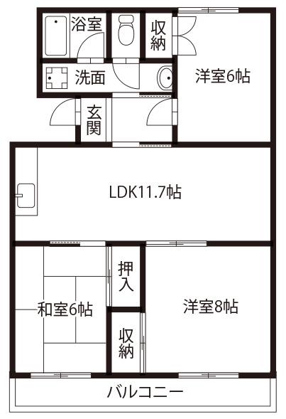 キャロン・エスポワール(3LDK/4階)の間取り写真