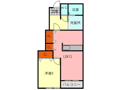 パルテールII(1LDK/1階)の間取り写真