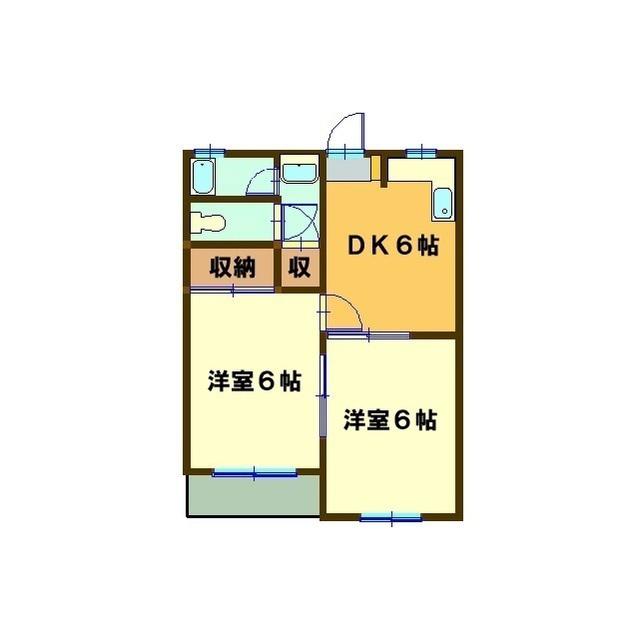 ハイツ茜(2DK/1階)の間取り写真