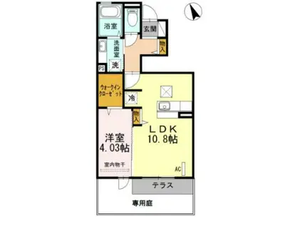 ディールーム花畑(1LDK/1階)の間取り写真