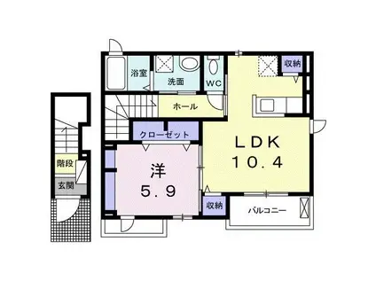 ヴァイオレットガーデン(1LDK/2階)の間取り写真