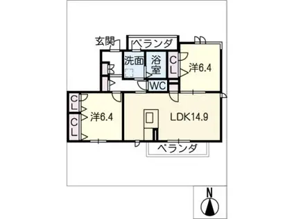 K-BERG(2LDK/3階)の間取り写真
