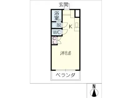 リバーフラッツ(ワンルーム/2階)の間取り写真