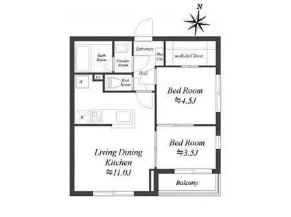 LOTUS阿佐谷(2LDK/3階)の間取り写真