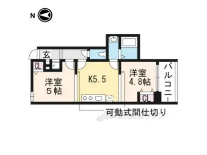 グランコート八反畑(2DK/2階)の間取り写真