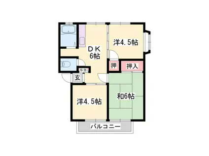 ウィンディアとも(3DK/2階)の間取り写真