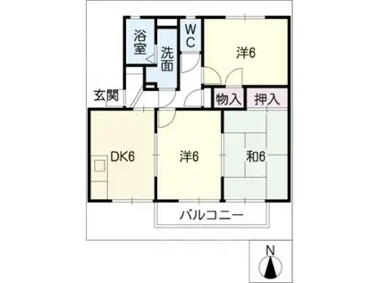 セジュール神領(3DK/1階)の間取り写真