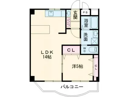 高鷲マンション巽(1LDK/2階)の間取り写真