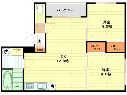 FELICIARE HANATE(2LDK/1階)の間取り写真