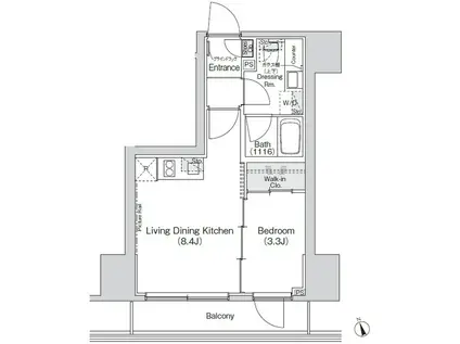 ベルビュー新橋(1LDK/12階)の間取り写真